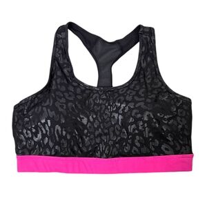 Rise by Lularoe Black Pink Embossed Leapord Print Sports Bra